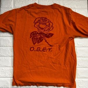 Orange Obey Rose T Shirt